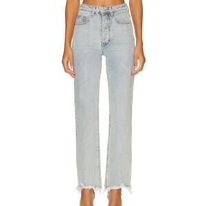Superdown Straight Jeans SIZE 25 Rigid Denim 5 pocket Raw Hem Marilyn $78 NEW